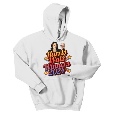 Harris Walz Winners 2024 Retro Kids Hoodie