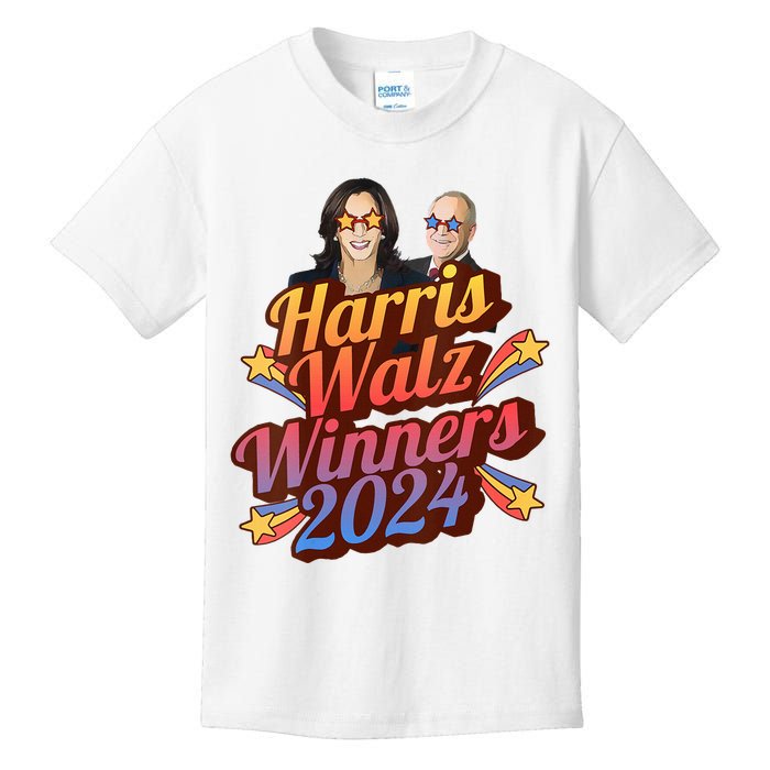 Harris Walz Winners 2024 Retro Kids T-Shirt