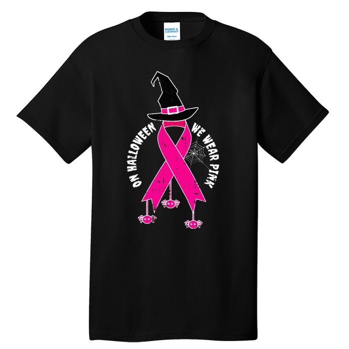 Halloween Witch Wear Pink Cool Breast Cancer Awareness Gifts Tall T-Shirt