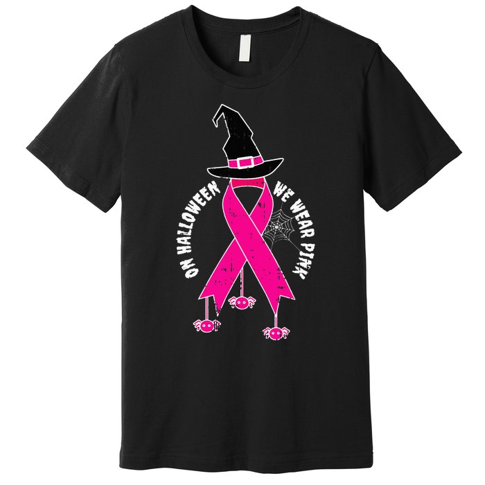 Halloween Witch Wear Pink Cool Breast Cancer Awareness Gifts Premium T-Shirt