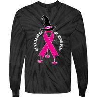 Halloween Witch Wear Pink Cool Breast Cancer Awareness Gifts Tie-Dye Long Sleeve Shirt