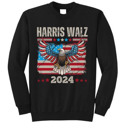 Harris Walz Waltz 2024 Election Distressed Eagle Flag Sweatshirt