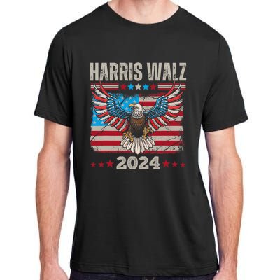 Harris Walz Waltz 2024 Election Distressed Eagle Flag Adult ChromaSoft Performance T-Shirt