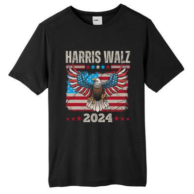 Harris Walz Waltz 2024 Election Distressed Eagle Flag Tall Fusion ChromaSoft Performance T-Shirt