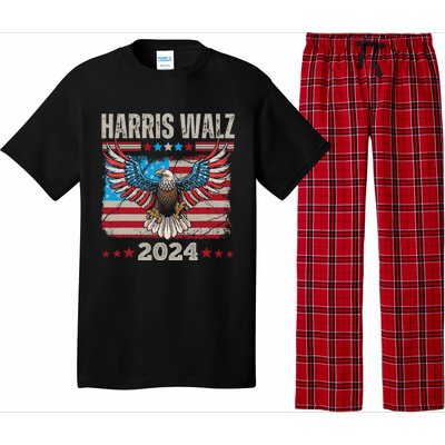 Harris Walz Waltz 2024 Election Distressed Eagle Flag Pajama Set