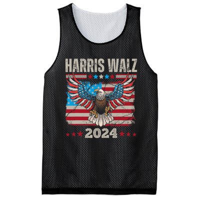 Harris Walz Waltz 2024 Election Distressed Eagle Flag Mesh Reversible Basketball Jersey Tank