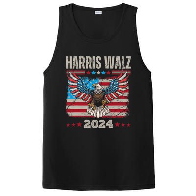 Harris Walz Waltz 2024 Election Distressed Eagle Flag PosiCharge Competitor Tank