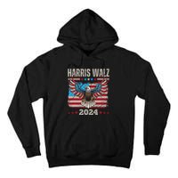 Harris Walz Waltz 2024 Election Distressed Eagle Flag Tall Hoodie