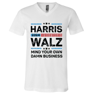 Harris Walz Waltz 2024 Mind Your Own Damn Business V-Neck T-Shirt