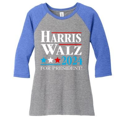 Harris Walz Waltz 2024 Vice President Vp Harris Tim Waltz Gift Women's Tri-Blend 3/4-Sleeve Raglan Shirt