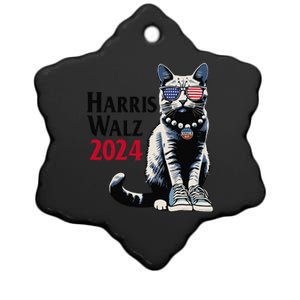 Harris Waltz Walz 2024 Cat Chucks And Pearls Kamala Walz Ceramic Star Ornament