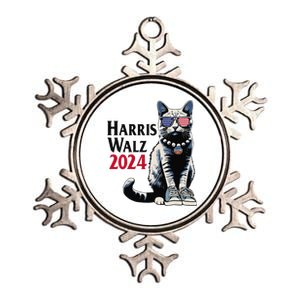 Harris Waltz Walz 2024 Cat Chucks And Pearls Kamala Walz Metallic Star Ornament