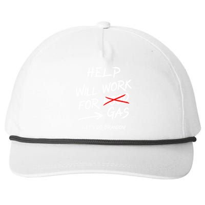 Help Will Work For Gas Lets Go Brandon Funny Bidenflation Gift Snapback Five-Panel Rope Hat