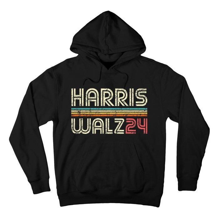 Harris Waltz Walz 24 Vintage Retro Stripes Fun 2024 Hoodie