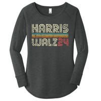 Harris Waltz Walz 24 Vintage Retro Stripes Fun 2024 Women's Perfect Tri Tunic Long Sleeve Shirt