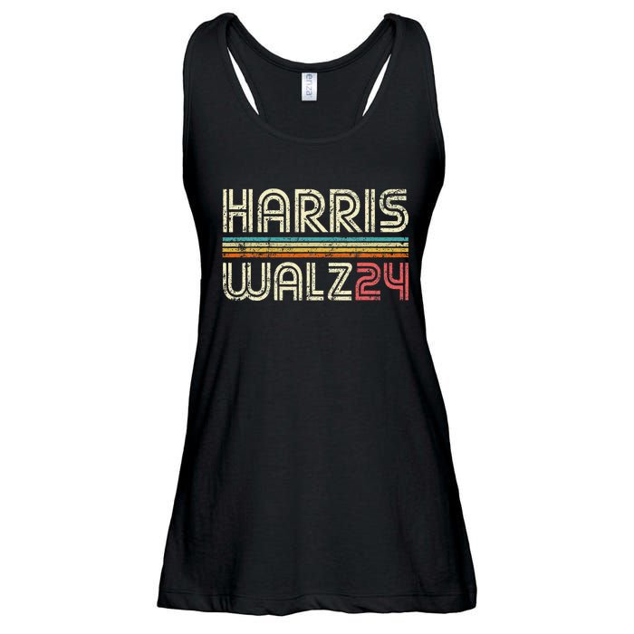 Harris Waltz Walz 24 Vintage Retro Stripes Fun 2024 Ladies Essential Flowy Tank