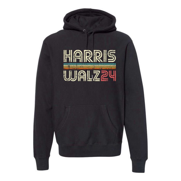 Harris Waltz Walz 24 Vintage Retro Stripes Fun 2024 Premium Hoodie