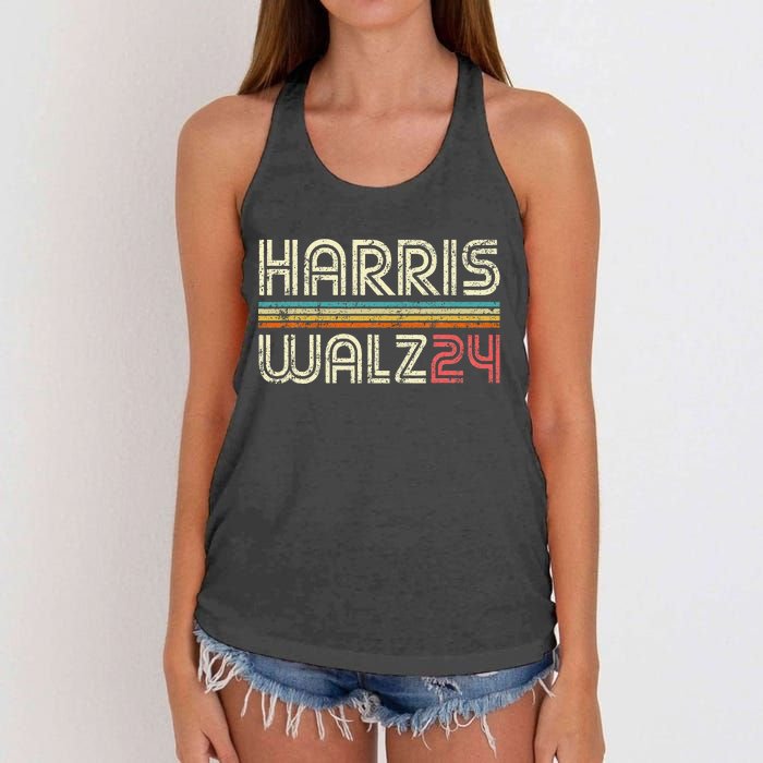 Harris Waltz Walz 24 Vintage Retro Stripes Fun 2024 Women's Knotted Racerback Tank