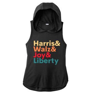 Harris Walz Waltz 2024 Harris Walz Joy Liberty Ladies PosiCharge Tri-Blend Wicking Draft Hoodie Tank