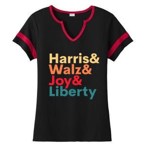 Harris Walz Waltz 2024 Harris Walz Joy Liberty Ladies Halftime Notch Neck Tee