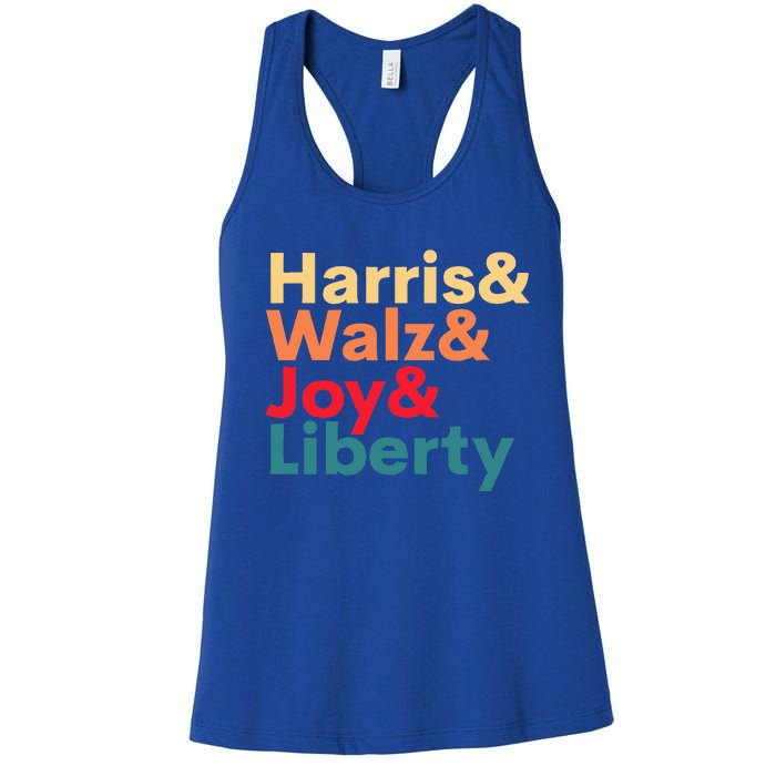 Harris Walz Waltz 2024 Harris Walz Joy Liberty Women's Racerback Tank