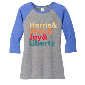 Harris Walz Waltz 2024 Harris Walz Joy Liberty Women's Tri-Blend 3/4-Sleeve Raglan Shirt