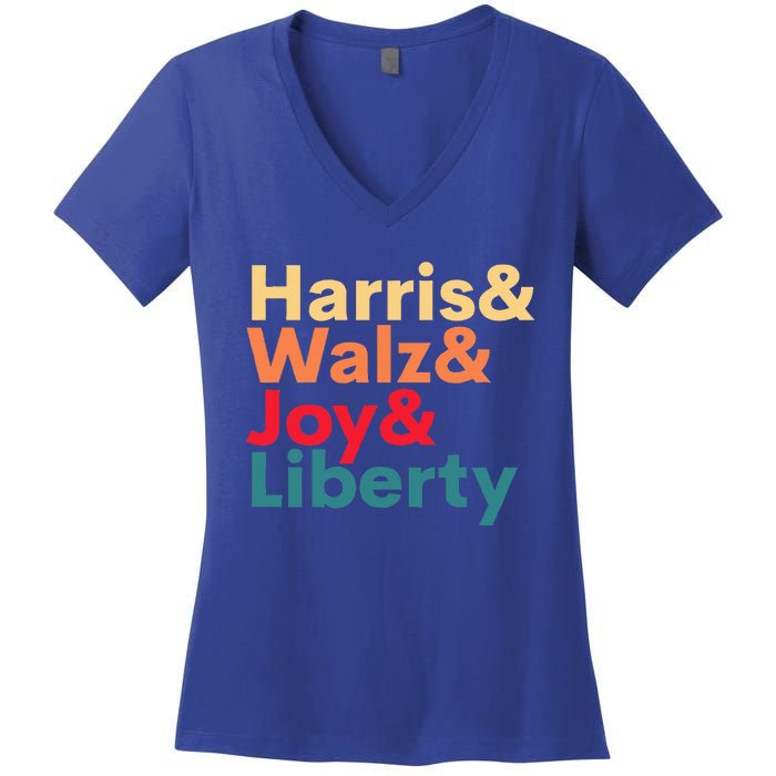 Harris Walz Waltz 2024 Harris Walz Joy Liberty Women's V-Neck T-Shirt