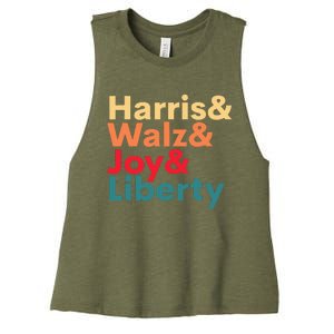 Harris Walz Waltz 2024 Harris Walz Joy Liberty Women's Racerback Cropped Tank