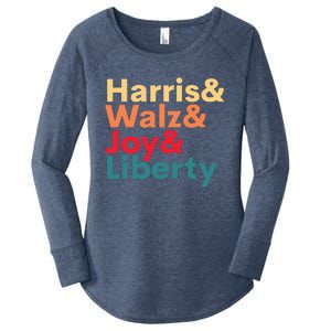 Harris Walz Waltz 2024 Harris Walz Joy Liberty Women's Perfect Tri Tunic Long Sleeve Shirt