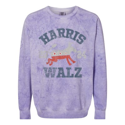 Harris Walz Waltz 2024 Vintage Style Kamala Harris Tim Walz Colorblast Crewneck Sweatshirt