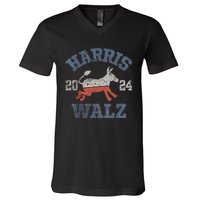 Harris Walz Waltz 2024 Vintage Style Kamala Harris Tim Walz V-Neck T-Shirt