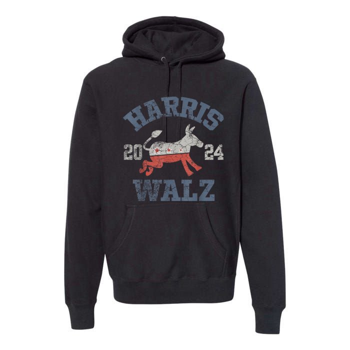 Harris Walz Waltz 2024 Vintage Style Kamala Harris Tim Walz Premium Hoodie