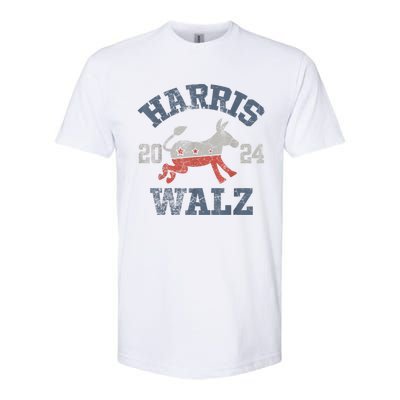 Harris Walz Waltz 2024 Vintage Style Kamala Harris Tim Walz Softstyle CVC T-Shirt