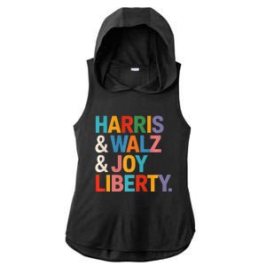 Harris Walz Waltz 2024 Harris Walz Joy Liberty Ladies PosiCharge Tri-Blend Wicking Draft Hoodie Tank