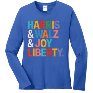 Harris Walz Waltz 2024 Harris Walz Joy Liberty Ladies Long Sleeve Shirt