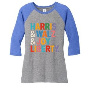 Harris Walz Waltz 2024 Harris Walz Joy Liberty Women's Tri-Blend 3/4-Sleeve Raglan Shirt