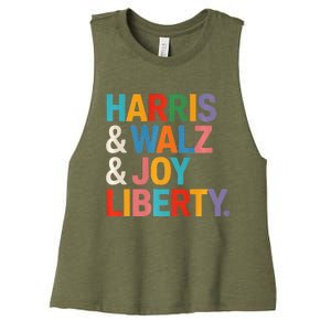 Harris Walz Waltz 2024 Harris Walz Joy Liberty Women's Racerback Cropped Tank