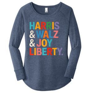 Harris Walz Waltz 2024 Harris Walz Joy Liberty Women's Perfect Tri Tunic Long Sleeve Shirt