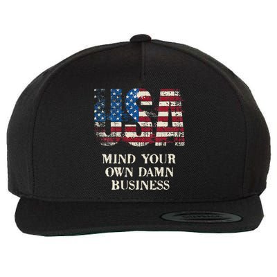 Harris Walz Waltz 2024 Mind Your Own Damn Business Us Flag Wool Snapback Cap