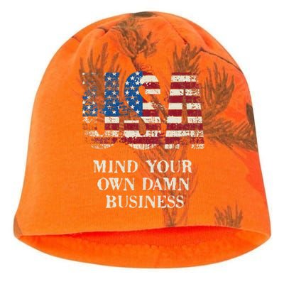 Harris Walz Waltz 2024 Mind Your Own Damn Business Us Flag Kati - Camo Knit Beanie