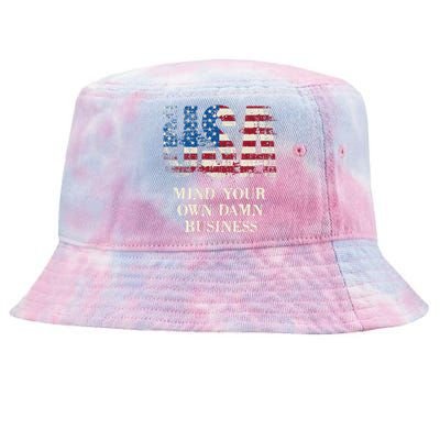 Harris Walz Waltz 2024 Mind Your Own Damn Business Us Flag Tie-Dyed Bucket Hat