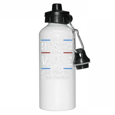 Harris Walz Waltz 2024 Mind Your Own Damn Business Aluminum Water Bottle