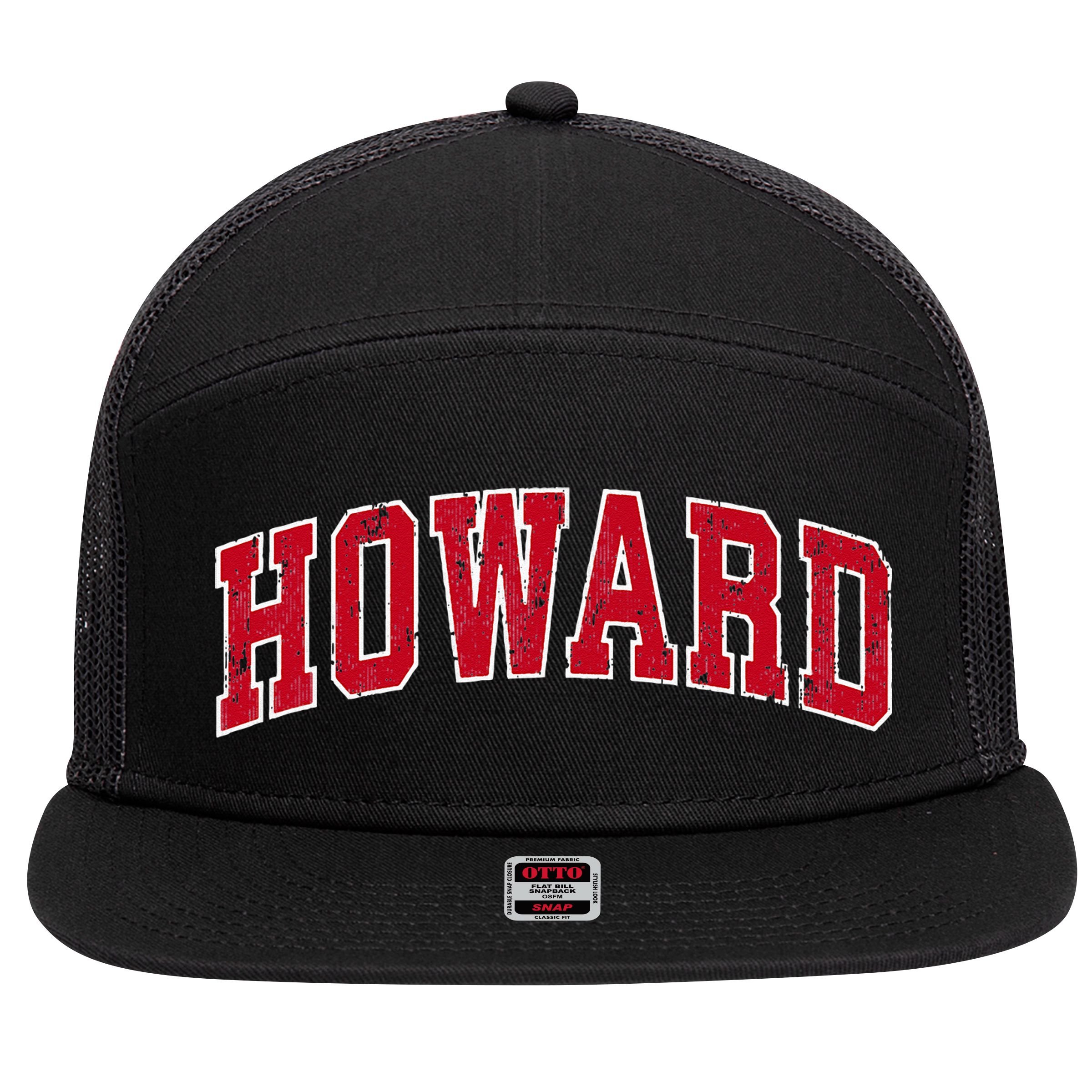 Howard Wisconsin WI Vintage Sports Design Red Design 7 Panel Mesh Trucker Snapback Hat