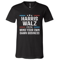 Harris Walz Waltz 2024 Mind Your Own Damn Business V-Neck T-Shirt