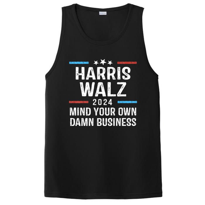 Harris Walz Waltz 2024 Mind Your Own Damn Business PosiCharge Competitor Tank