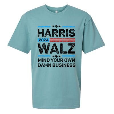 Harris Walz Waltz 2024 Mind Your Own Damn Business Sueded Cloud Jersey T-Shirt