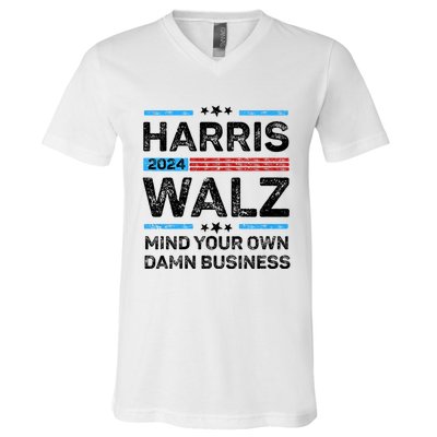 Harris Walz Waltz 2024 Mind Your Own Damn Business V-Neck T-Shirt