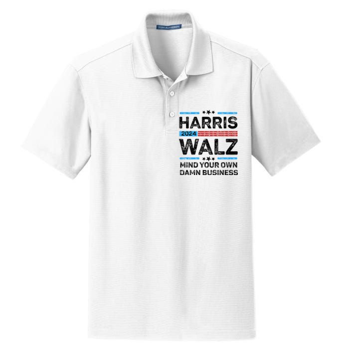 Harris Walz Waltz 2024 Mind Your Own Damn Business Dry Zone Grid Polo