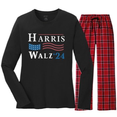 Harris Walz Waltz 2024 Vice President Vp Harris Tim Waltz Women's Long Sleeve Flannel Pajama Set 