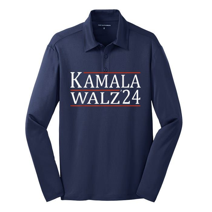 Harris Walz Waltz 2024 Vintage Style Kamala Harris Tim Walz Silk Touch Performance Long Sleeve Polo